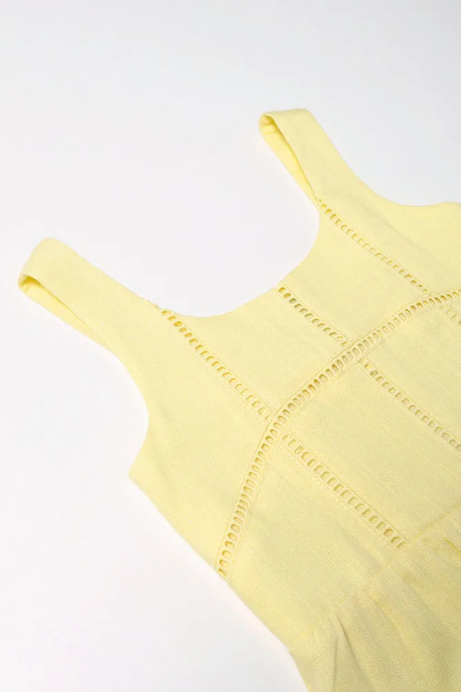 Lace Trim Jumpsuit Yellow