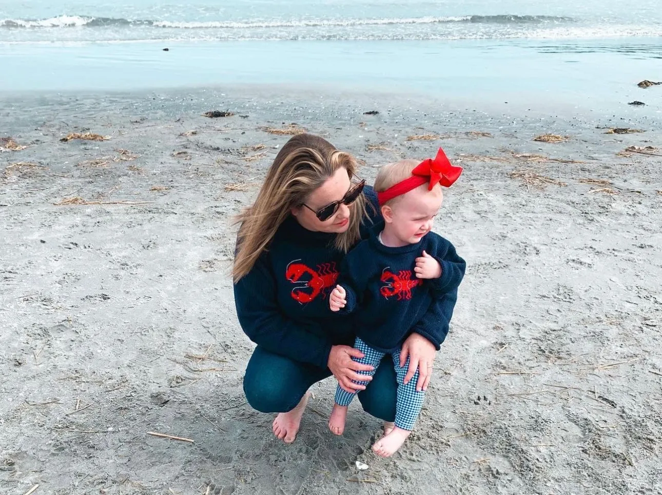 Ladies Navy Lobster Sweater