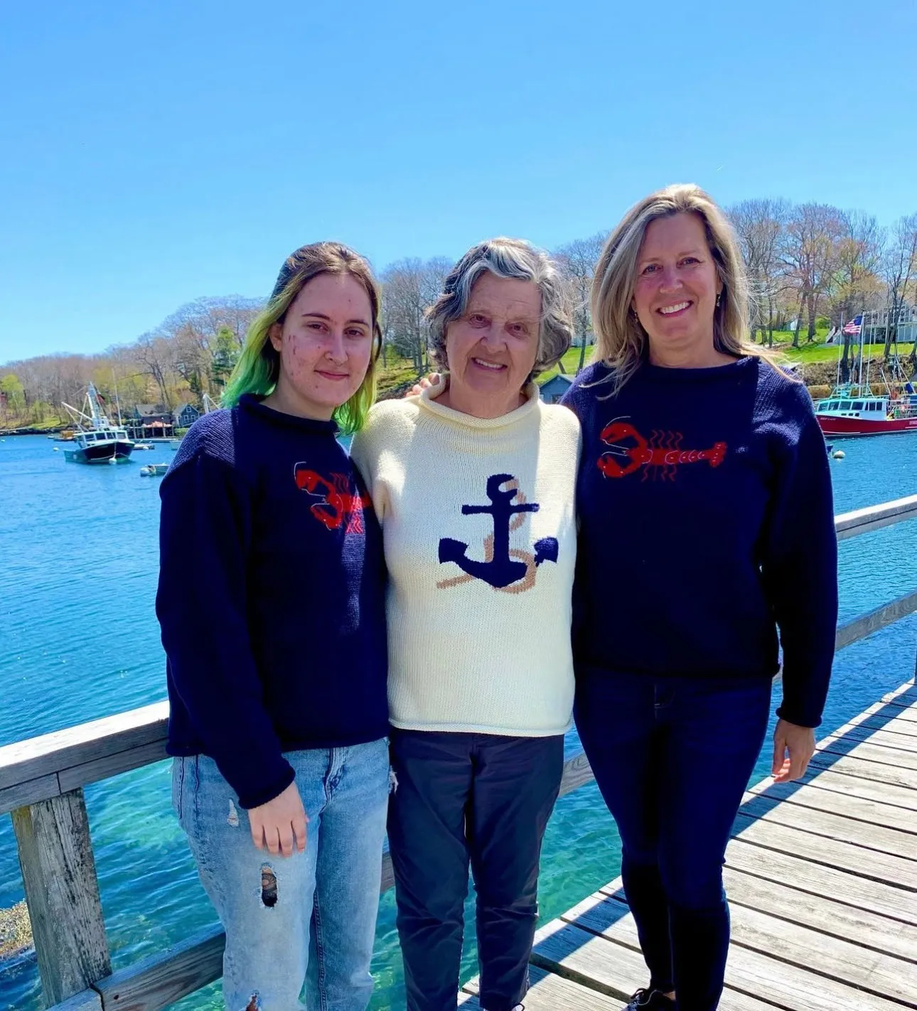 Ladies Navy Lobster Sweater