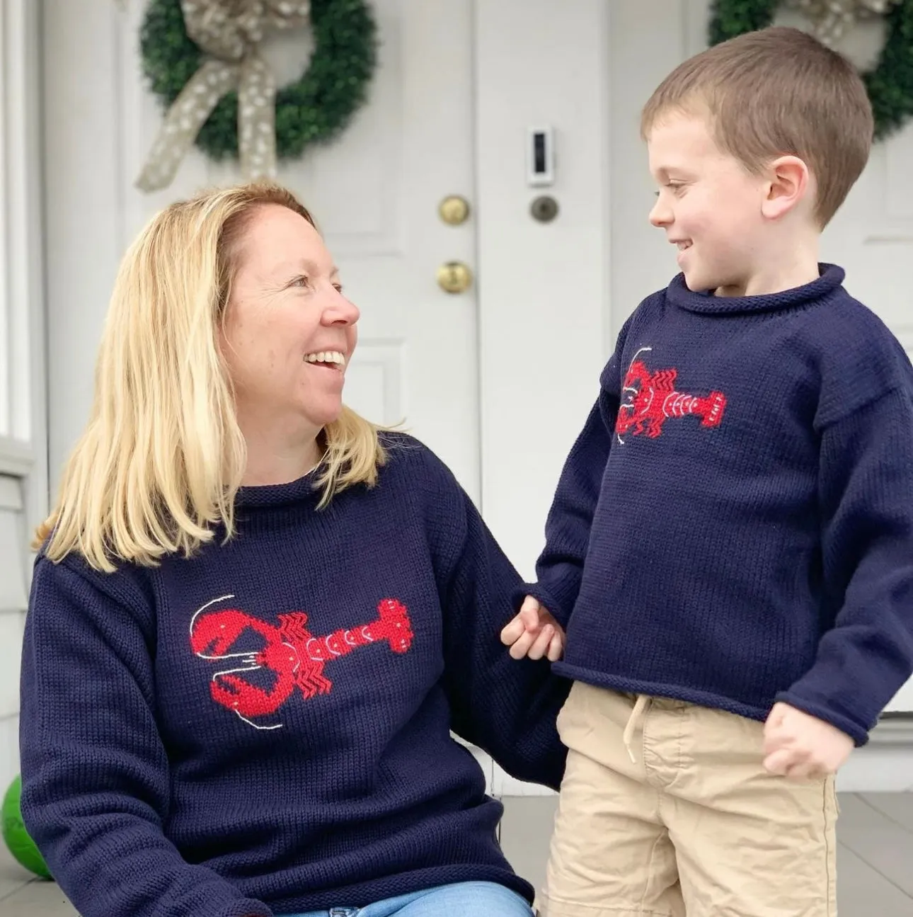 Ladies Navy Lobster Sweater