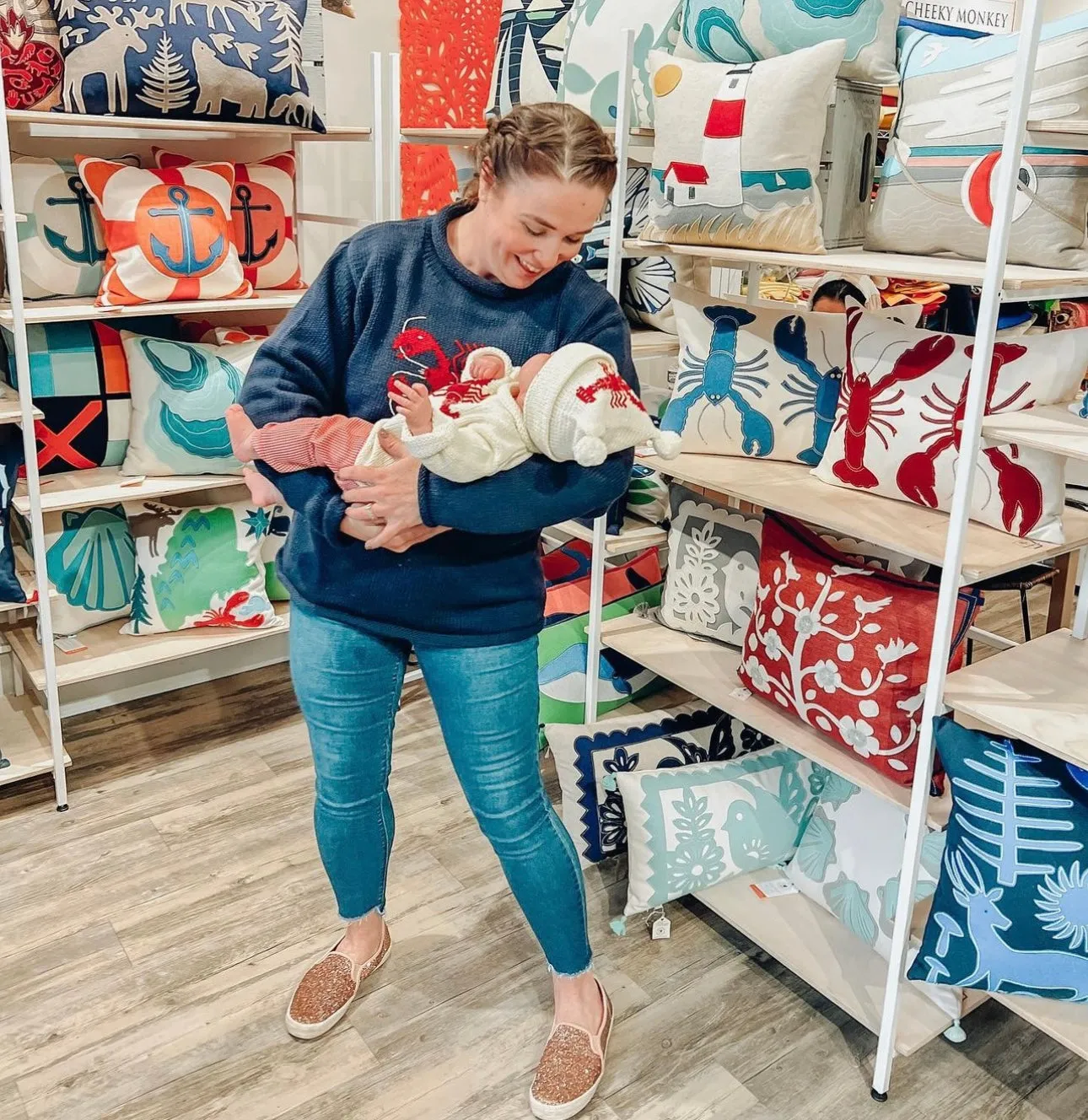 Ladies Navy Lobster Sweater