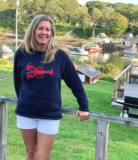 Ladies Navy Lobster Sweater