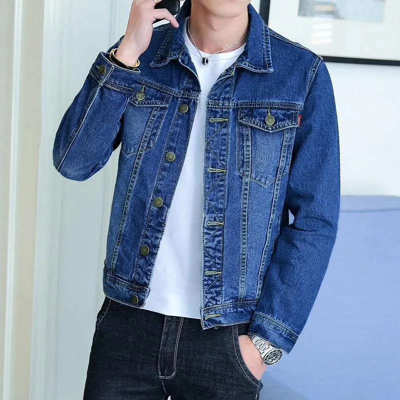 Lapel Denim Jacket Men