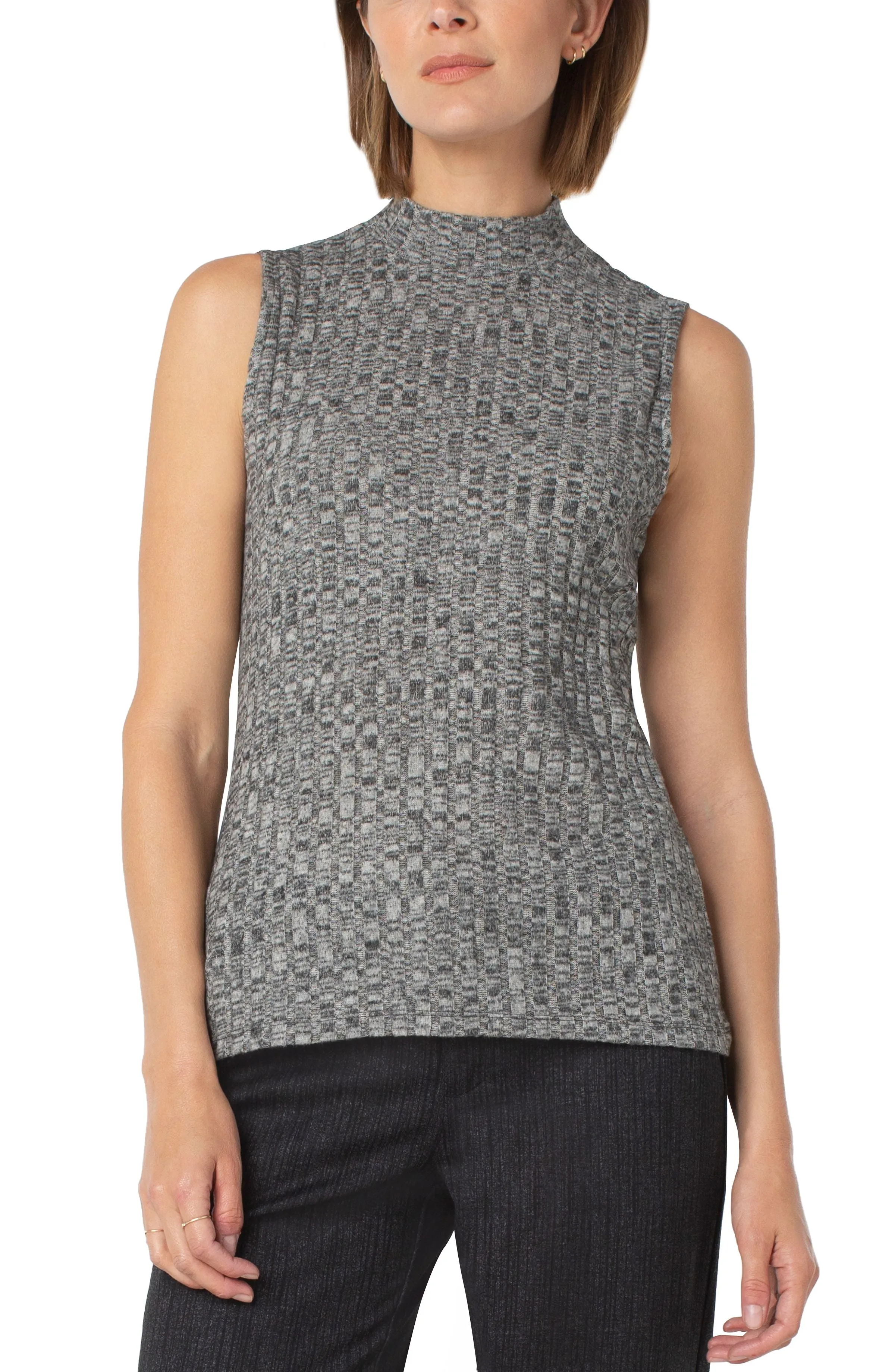 Liverpool Mock Neck Sleeveless Rib Knit Top (pattern)