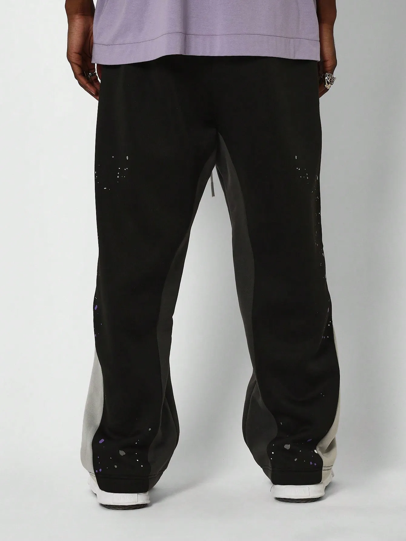 Loose Fit Baggy Colour Blocked Jogger With Splatter Paint