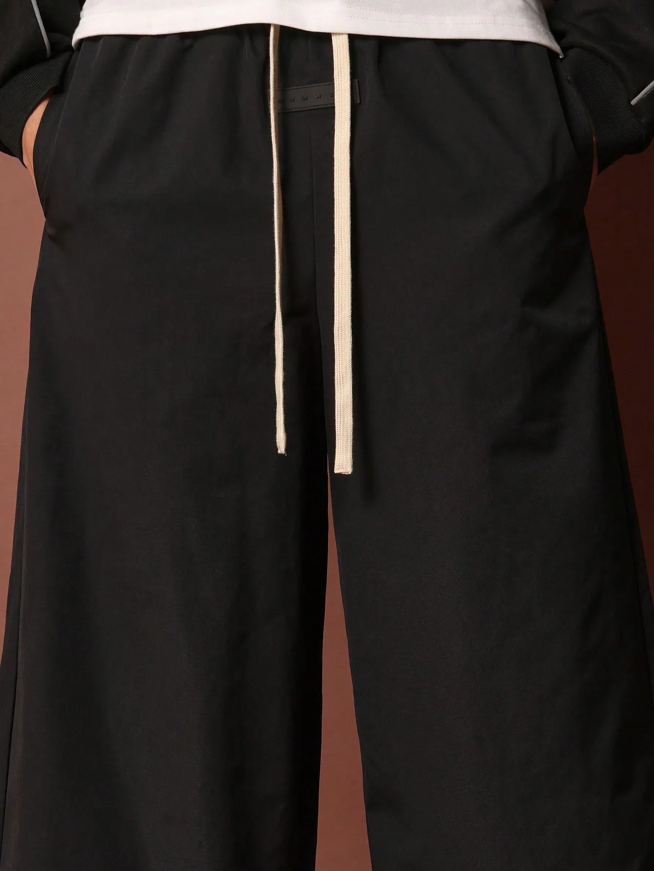 Loose Fit Nylon Pant With Drawcords