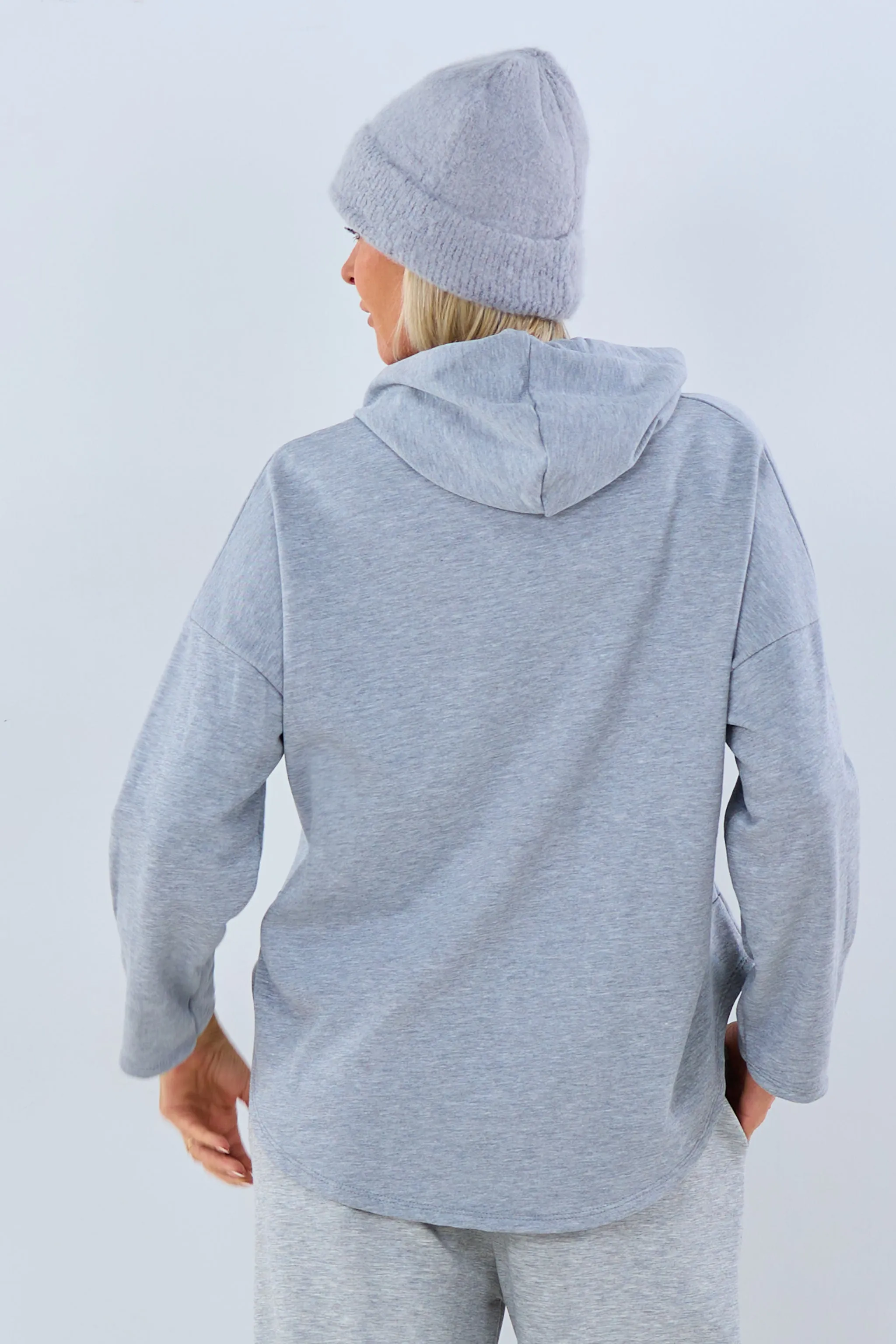 Lässiger Hoodie mit Leo Fell Patches, grau