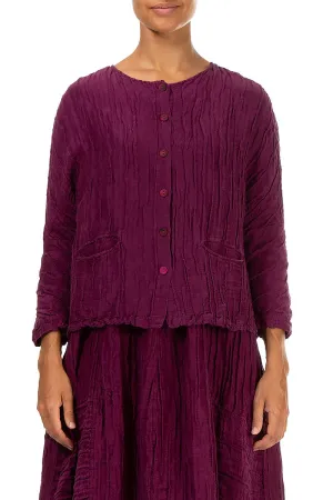 Magenta Crinkled Silk Jacket Blouse