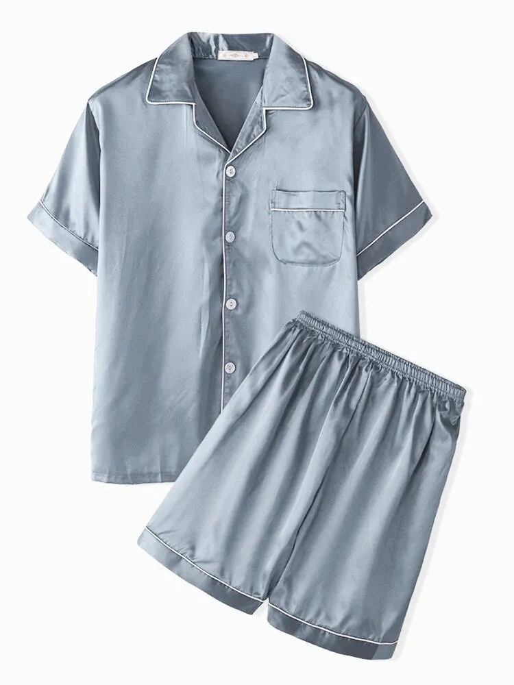 Men's Button Down Satin Pajama Set