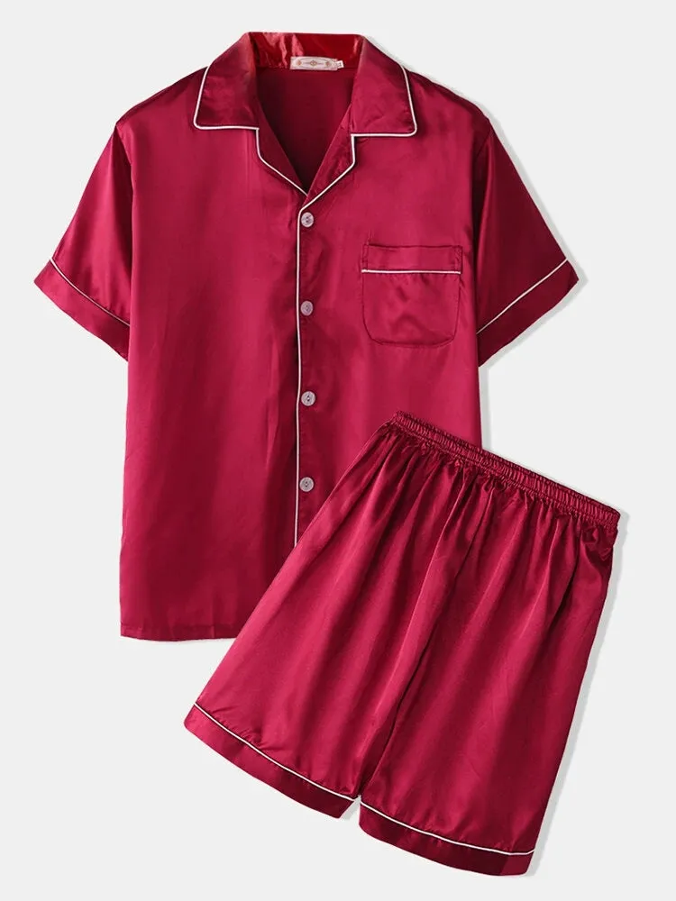 Men's Button Down Satin Pajama Set