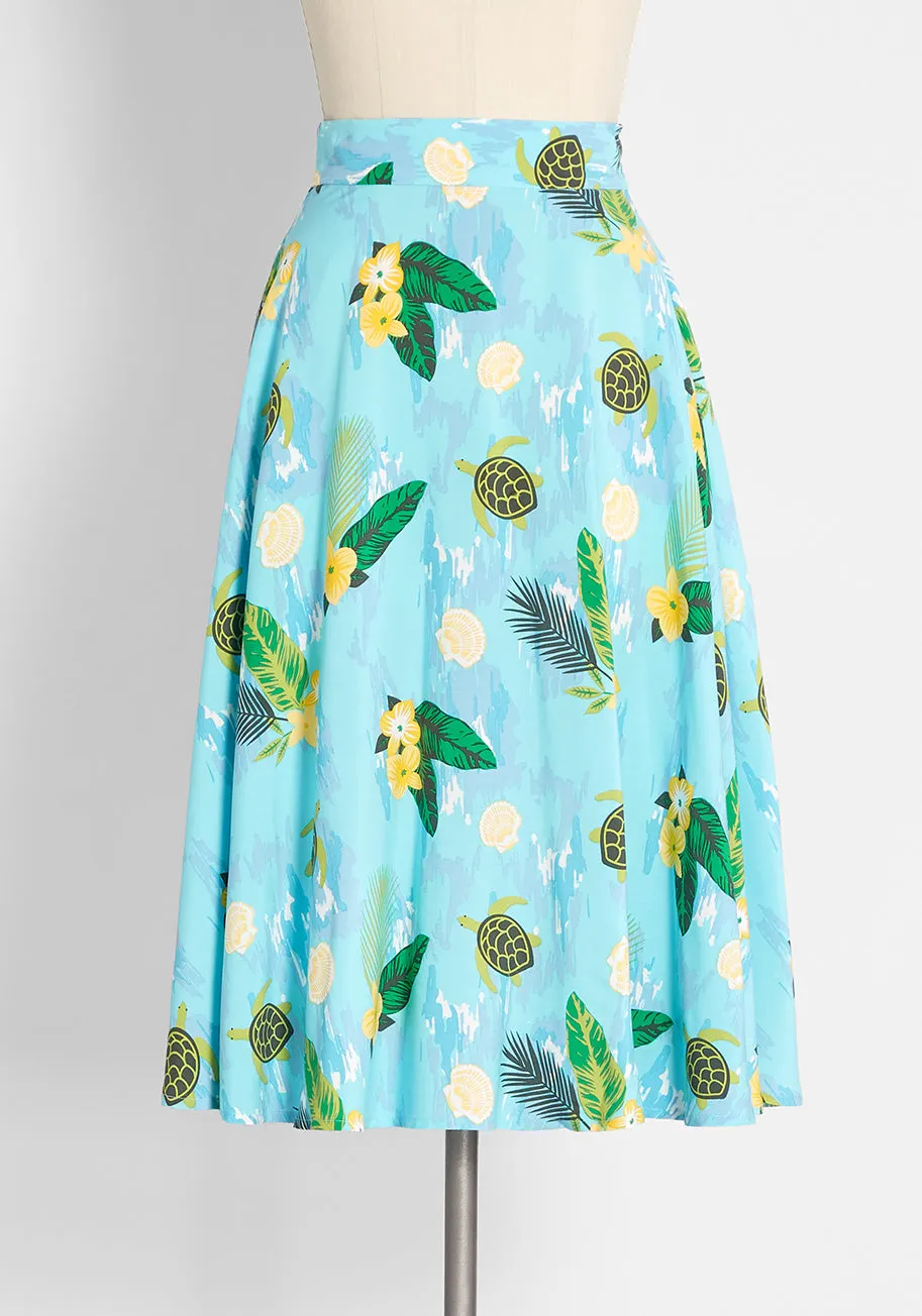 ModCloth x Collectif Sea Turtles, Ahoy! Swing Skirt