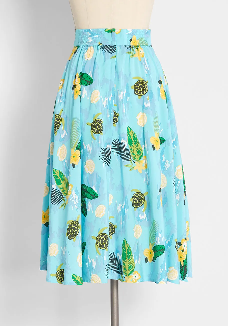 ModCloth x Collectif Sea Turtles, Ahoy! Swing Skirt