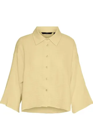 Natali 3/4 Crop Shirt - Lemon Meringue