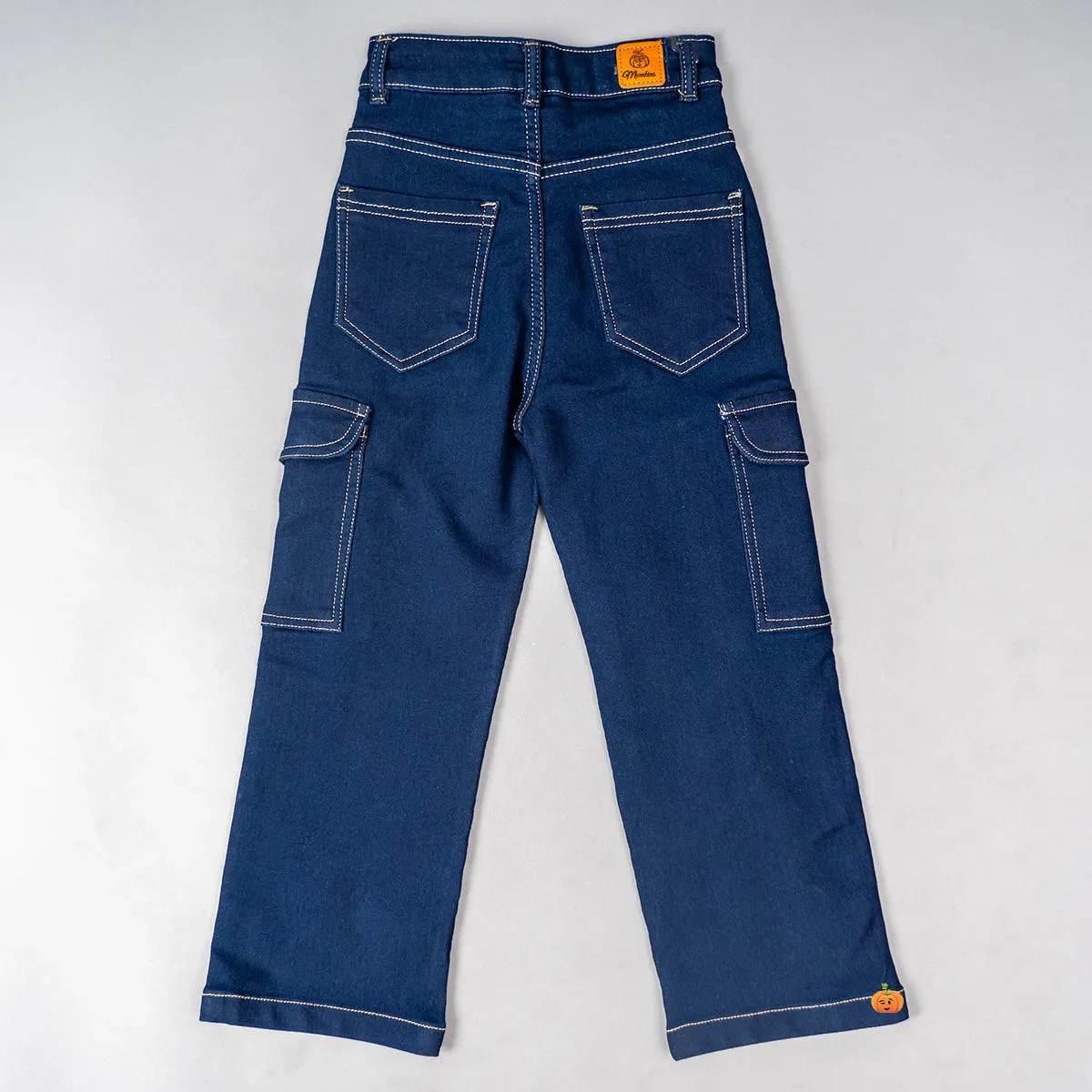 Navy Blue Cargo Girls Jeans