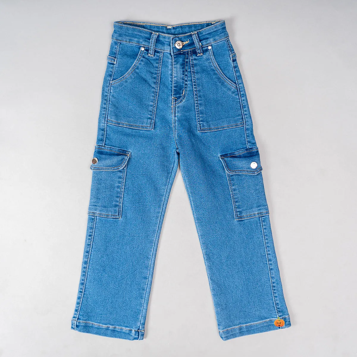 Navy Blue Cargo Girls Jeans