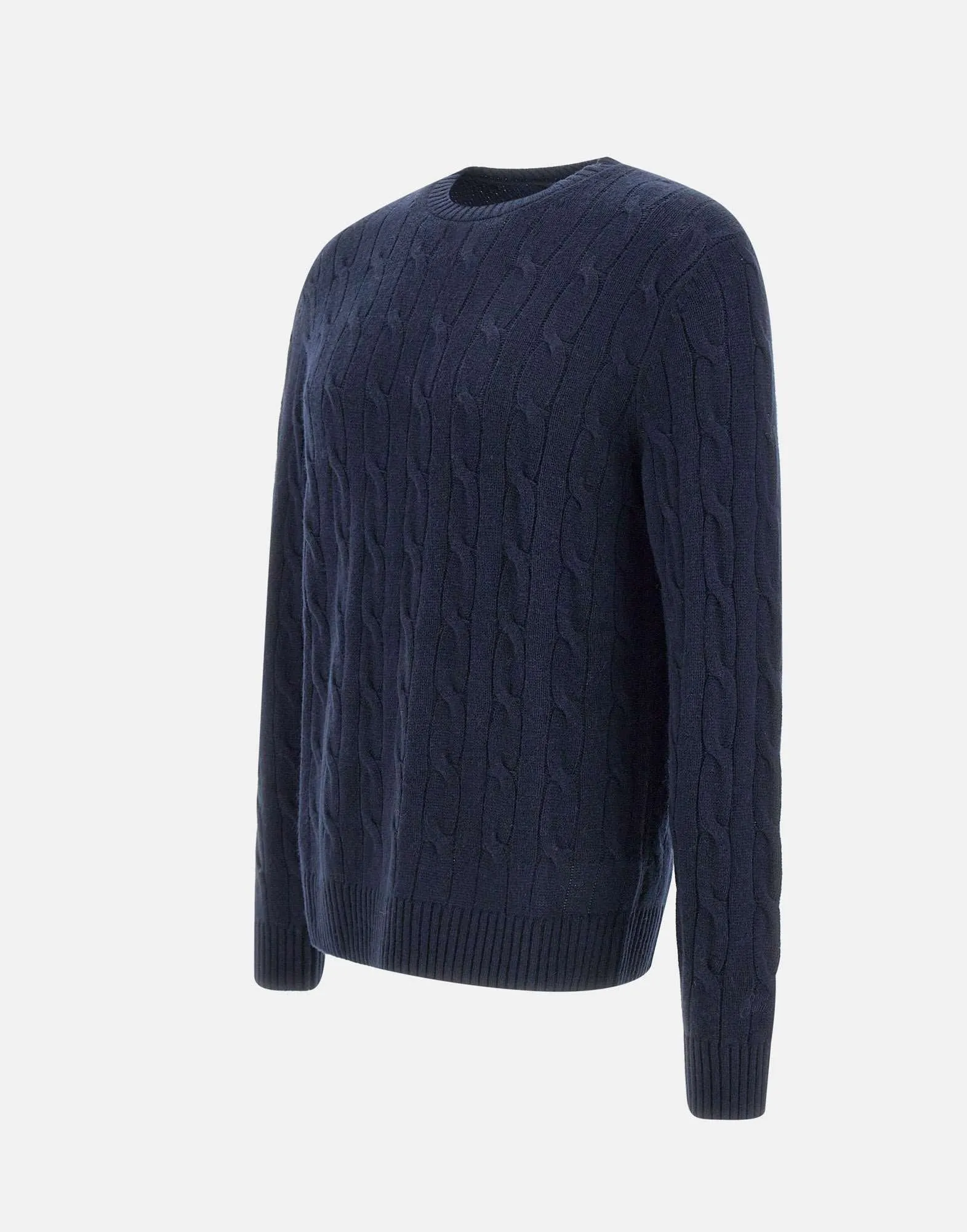 Navy Cable Knit Wool Sweater