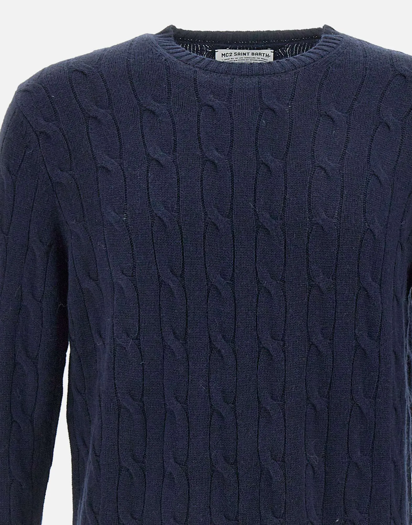 Navy Cable Knit Wool Sweater