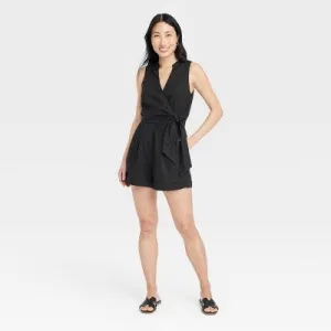 New - A New Day Women's Linen Sleeveless Rompers Casual Mini-Length Jumpsuit