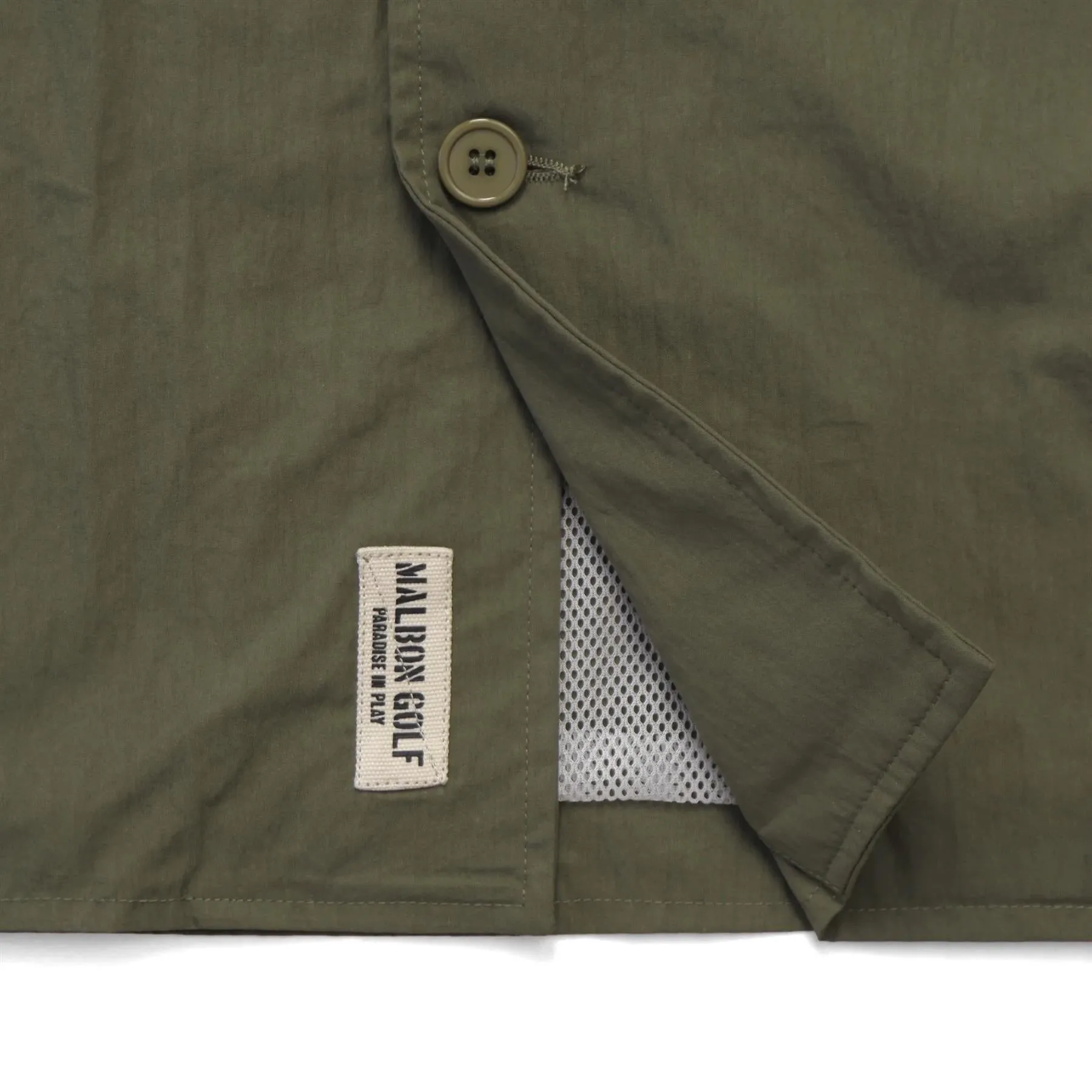 Nylon Band Collar Jacket Military Green - 2024