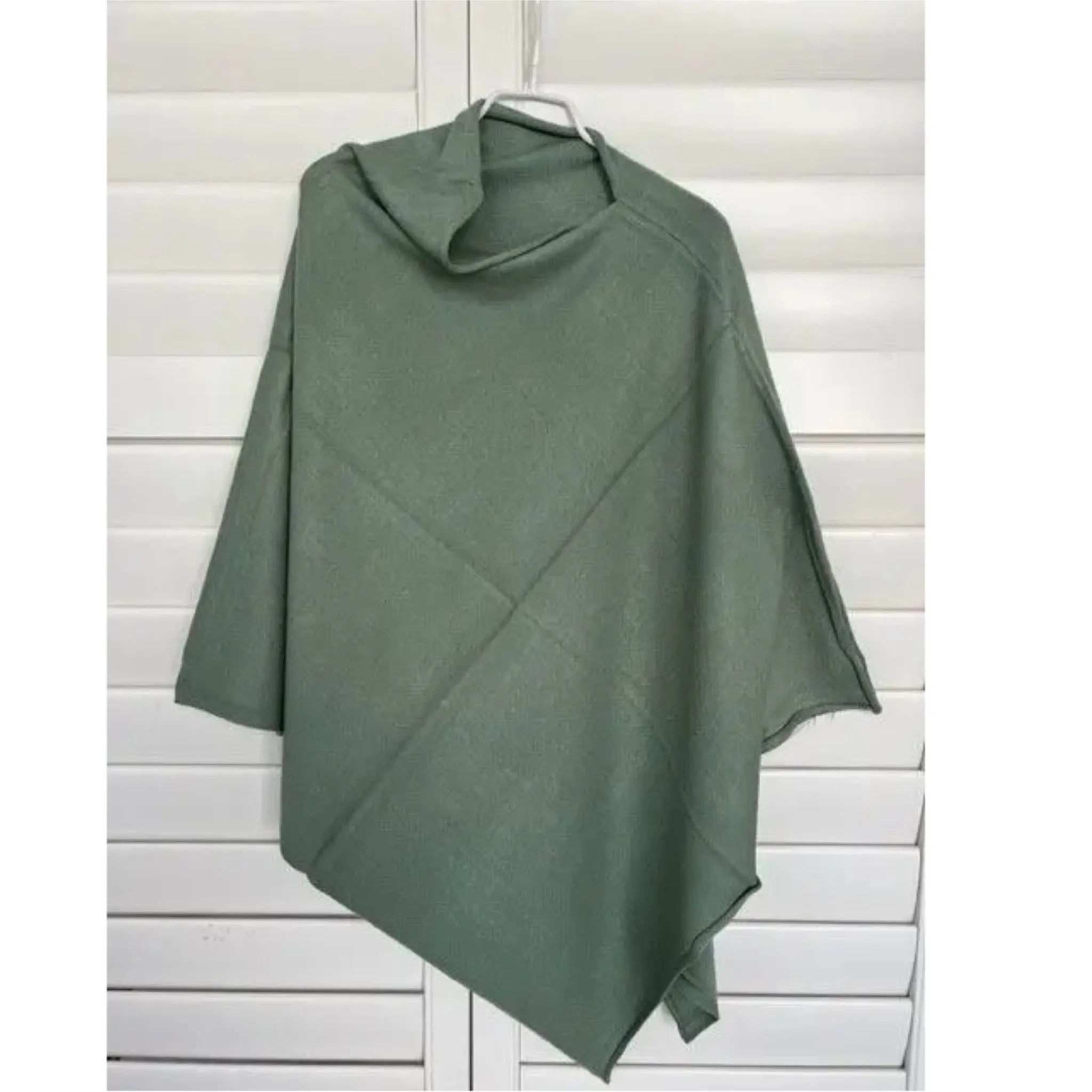 Olive Julian Wool Blend Poncho – Cozy & Stylish Fall Layer