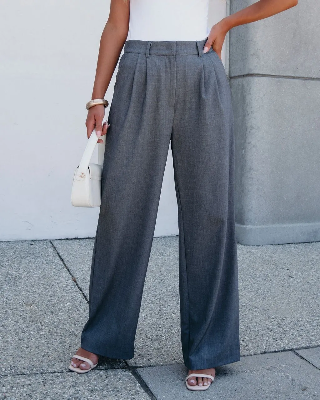 On Your Way Grey Pleated Trousers - FINAL SALE