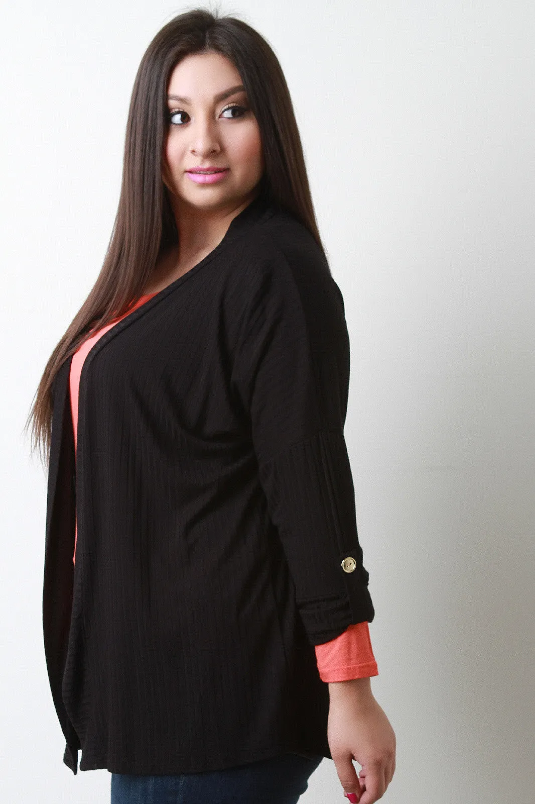 Open Front Drop Shoulder Cardigan