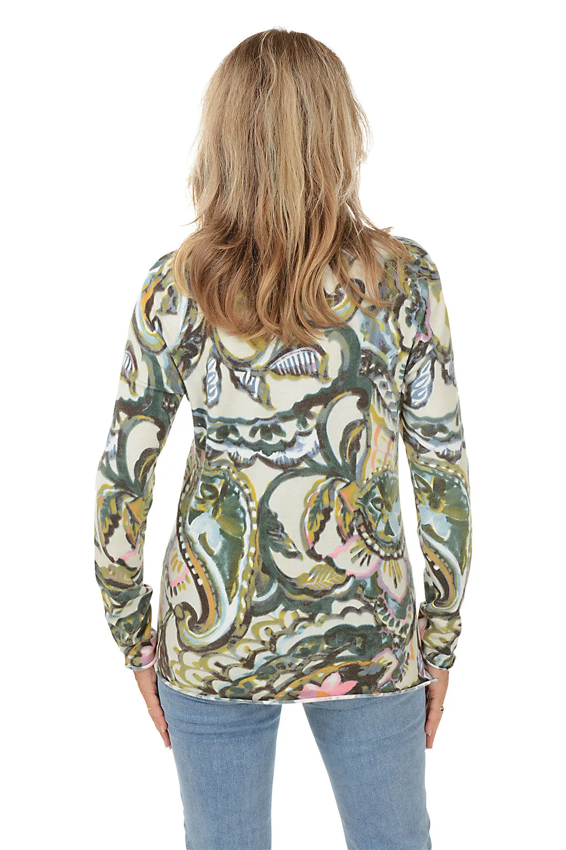 Paisley Lightweight V-Neck Sweater