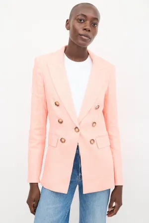 Pink Linen Double Breasted Blazer