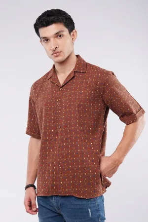 Polka Dots Cuban Shirt - Brown