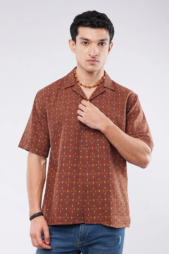 Polka Dots Cuban Shirt - Brown