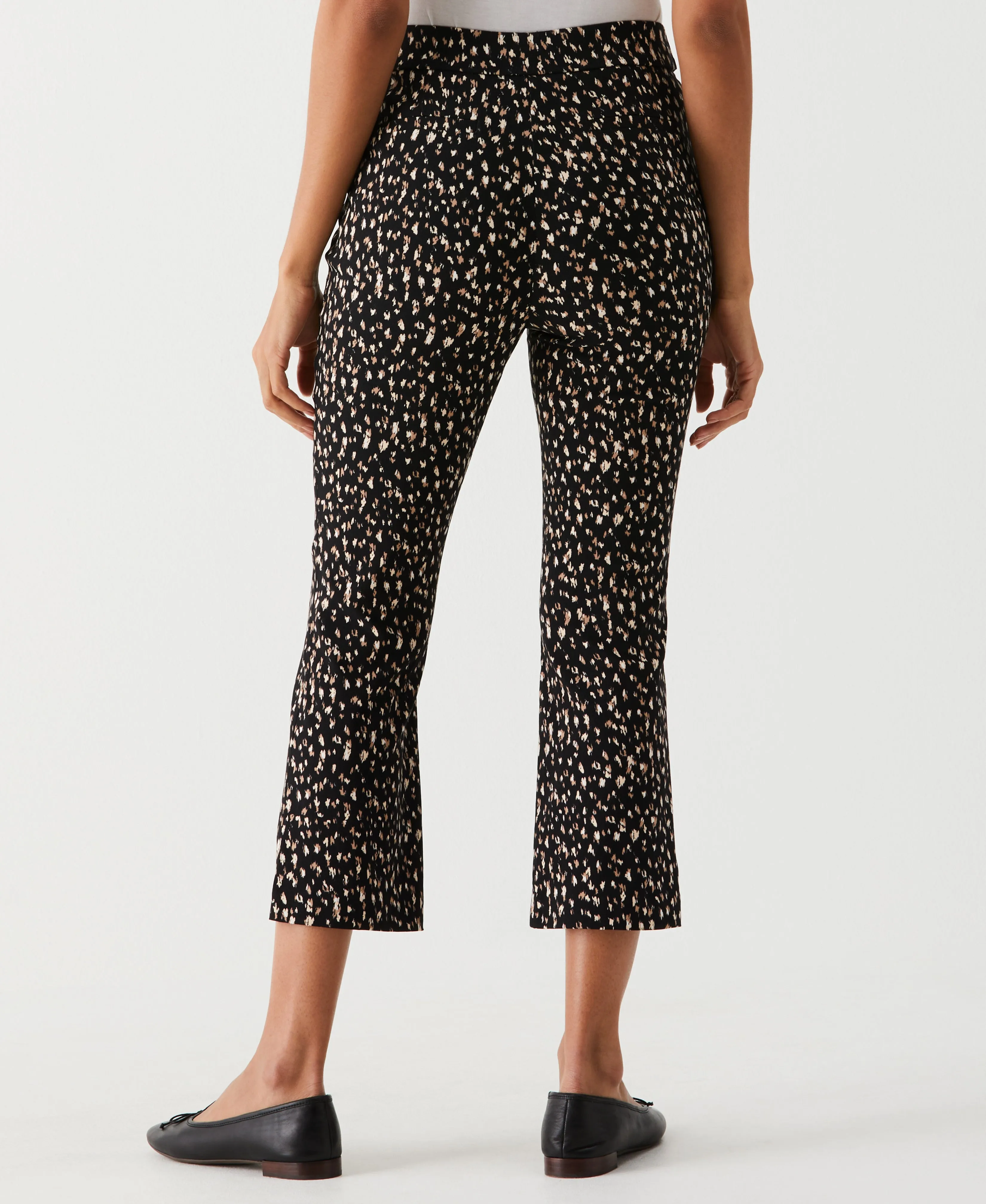 Printed Crop Boot Cut Pant with Belt