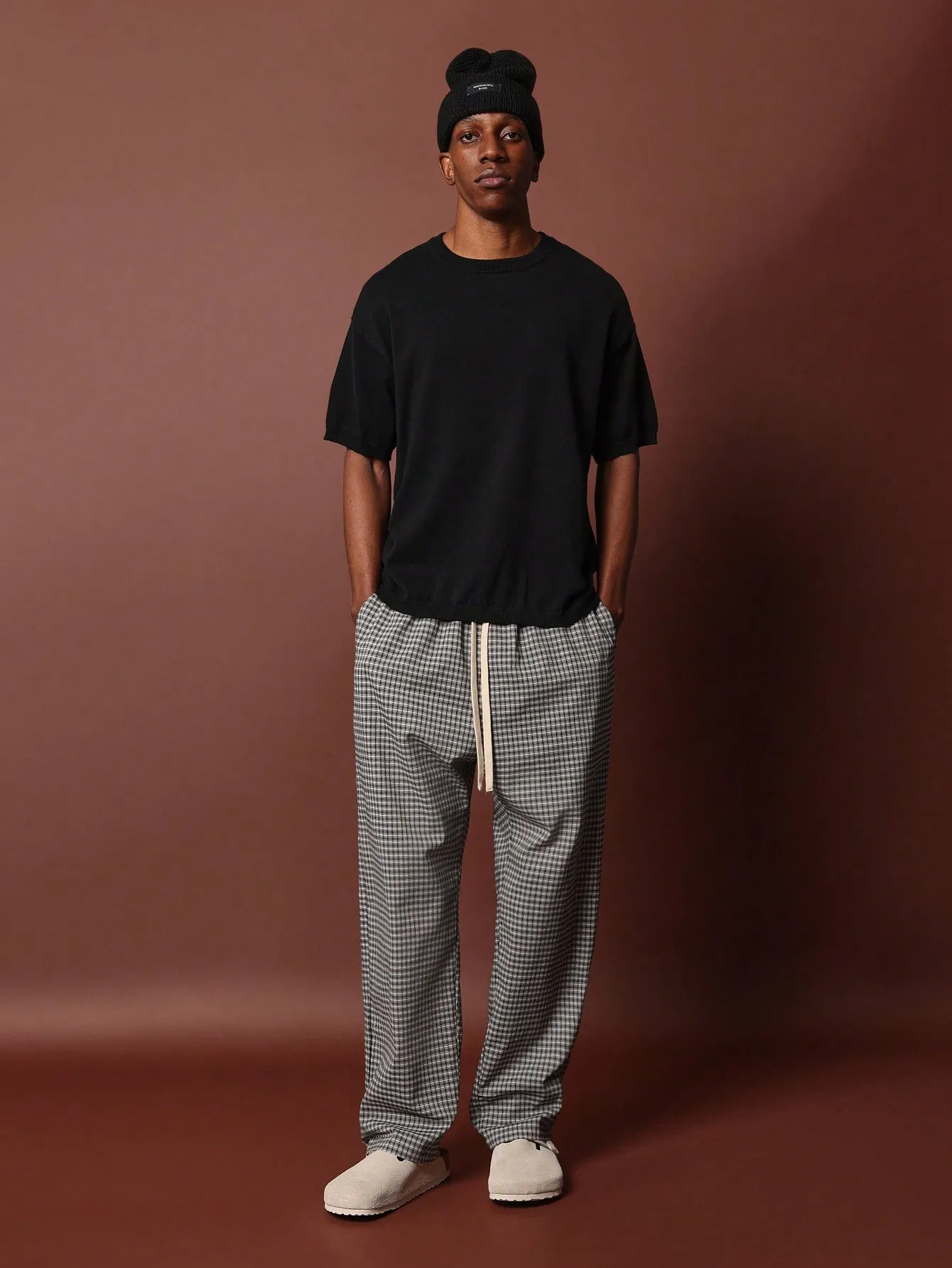 Pull On Loose Fit Check Sweatpants