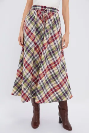 Red Yellow Green Multi Madras Maxi Skirt