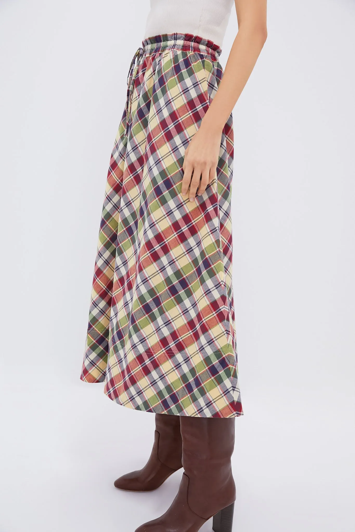 Red Yellow Green Multi Madras Maxi Skirt