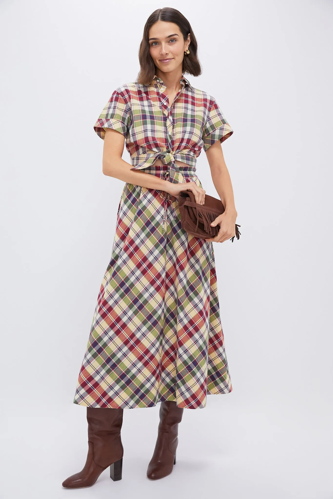 Red Yellow Green Multi Madras Maxi Skirt