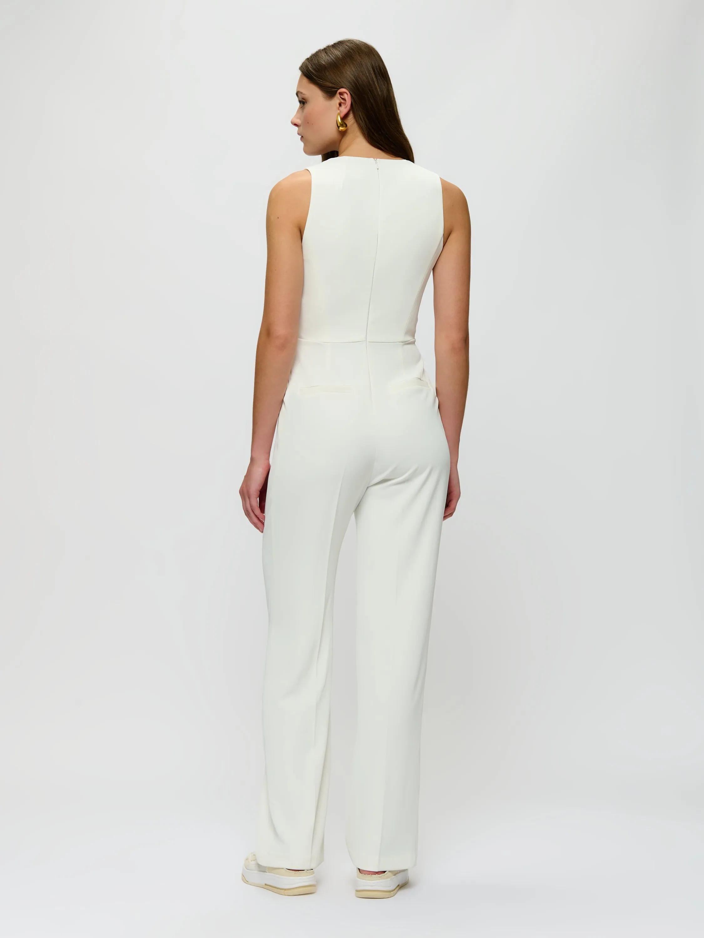 Sleeveless Tuxedo Jumpsuit