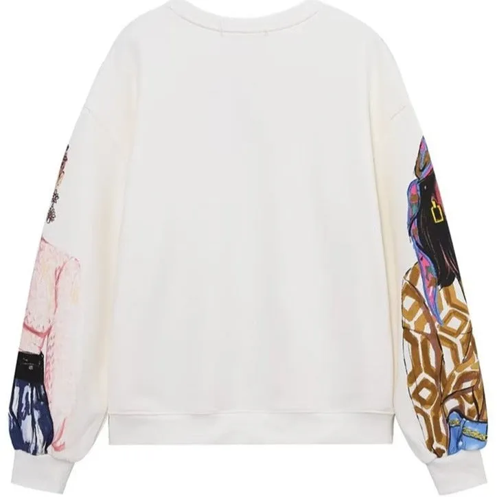 Stylish Women's Print Plush Fleece Sweatshirt