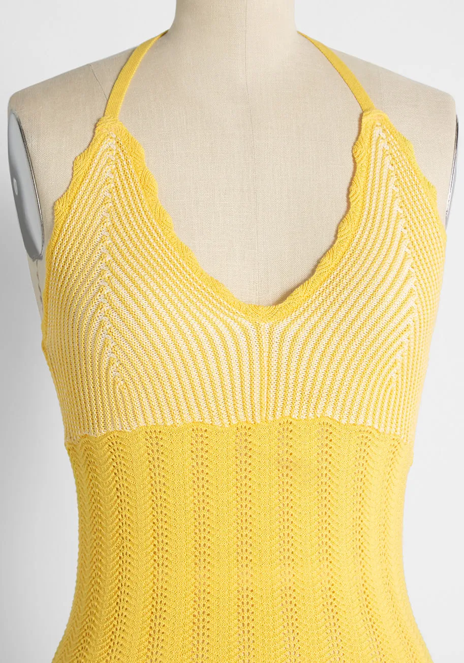 Sun Rays For Days Crochet Halter Top Butter