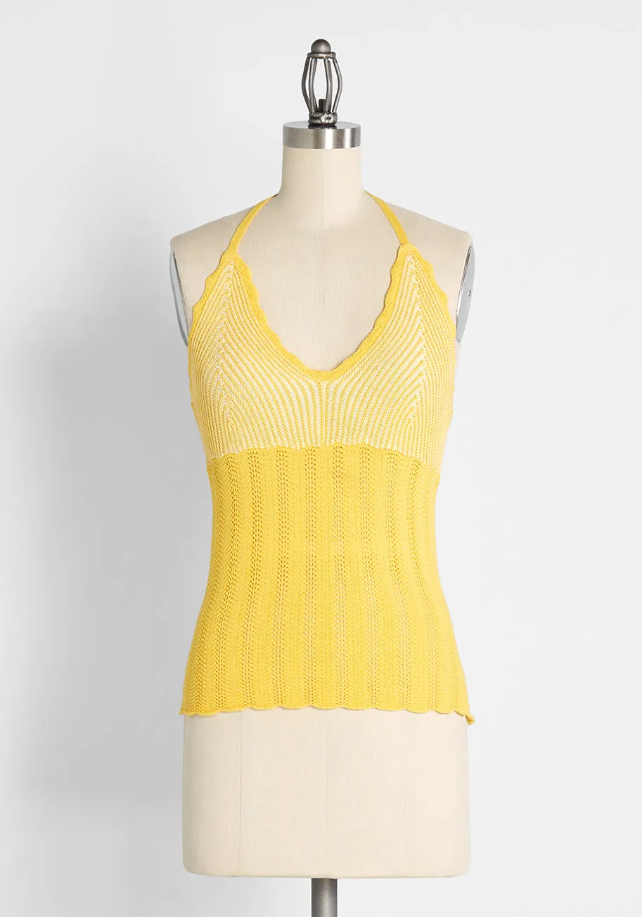 Sun Rays For Days Crochet Halter Top Butter