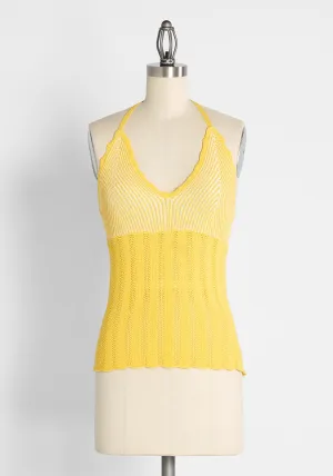 Sun Rays For Days Crochet Halter Top Butter