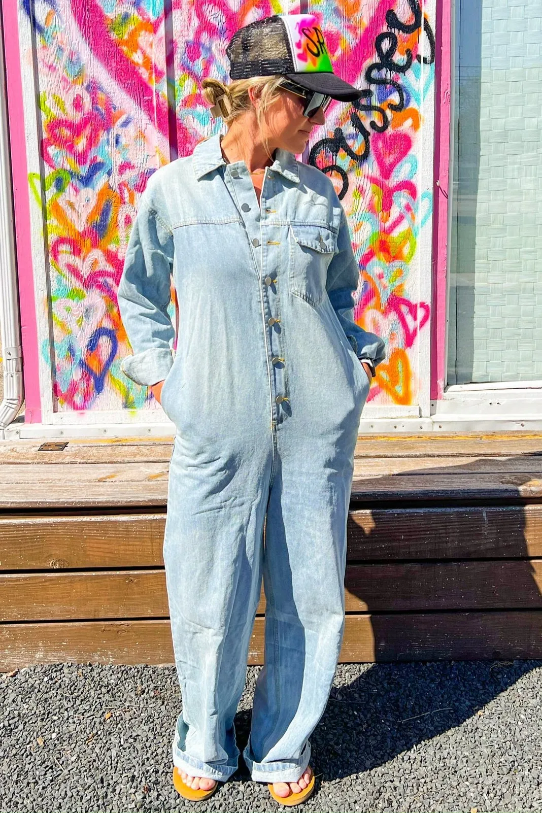 Take It Back Jumpsuit - Denim