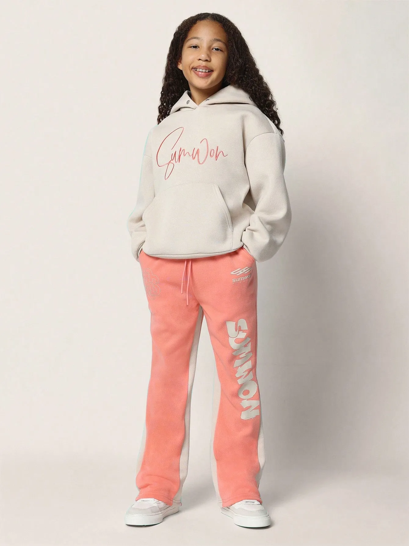 Tween Girls Flared Fit Colour Block Jogger With Print