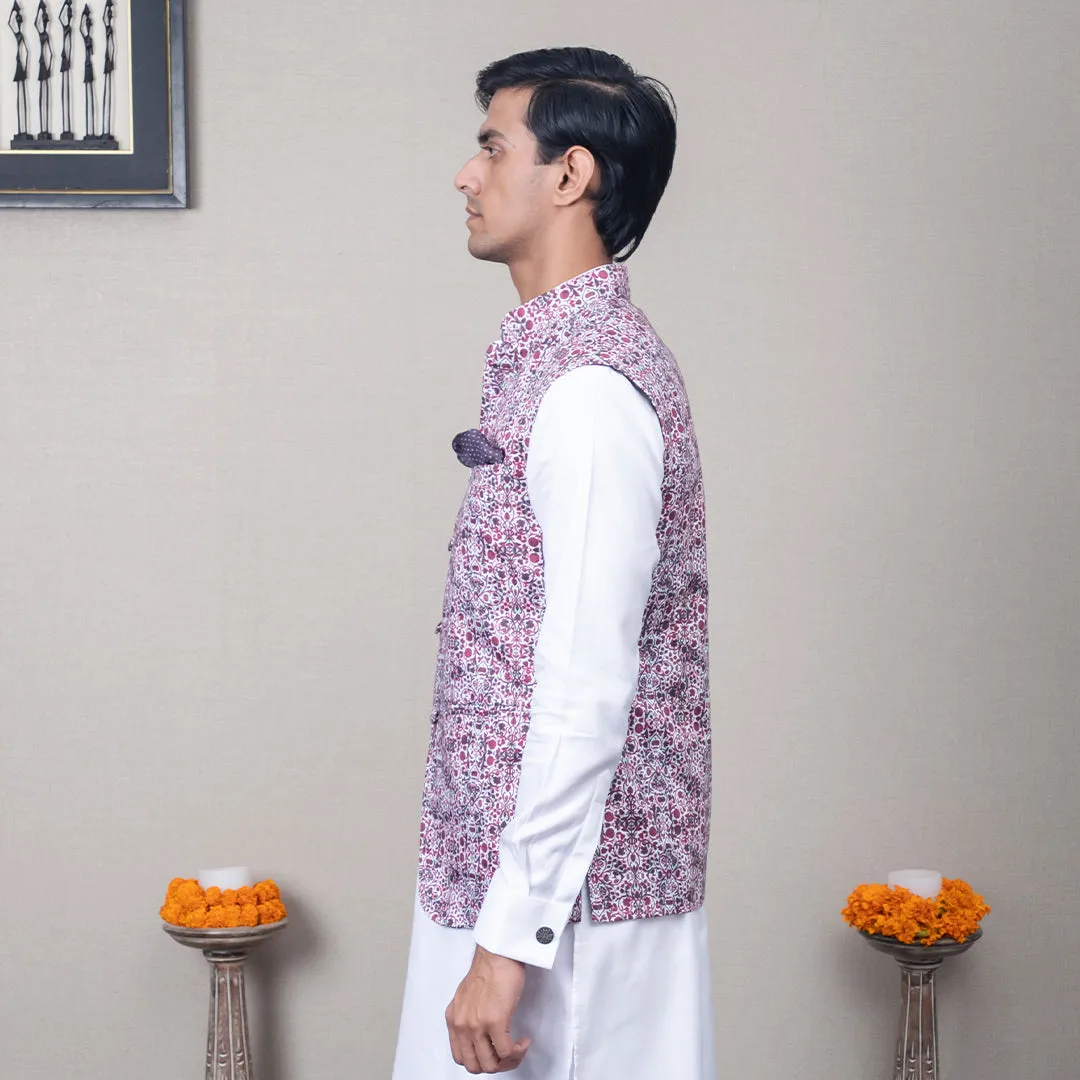 Udarsh Abstract Print Nehru Jacket