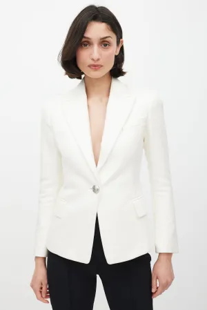 White & Silver Woven Blazer