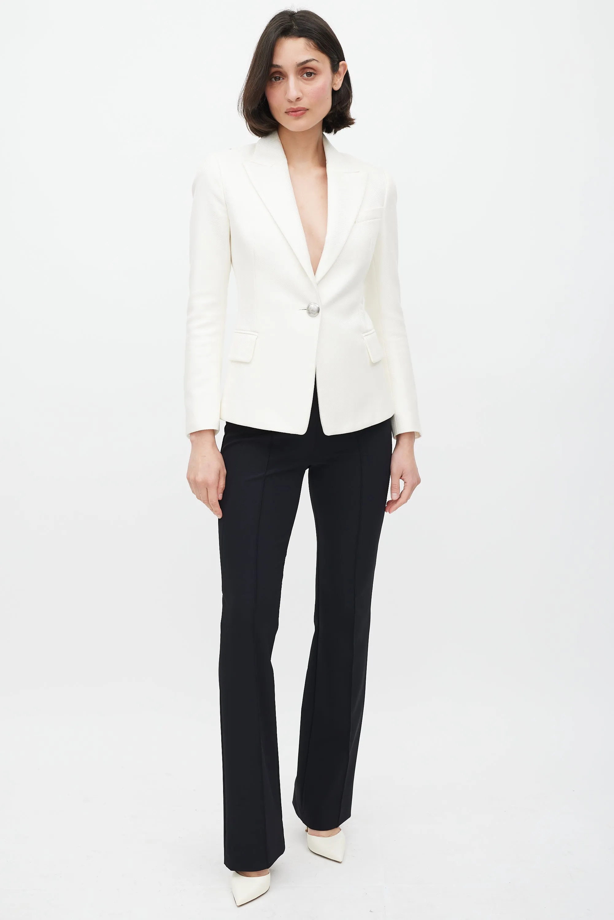 White & Silver Woven Blazer