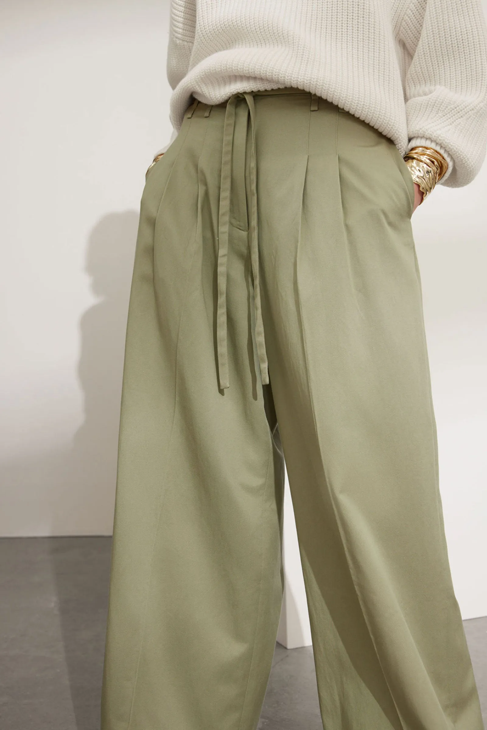 Wide Belted Trousers