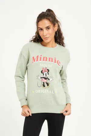 Women Mint Minnie Mouse Printed Sweatshirt