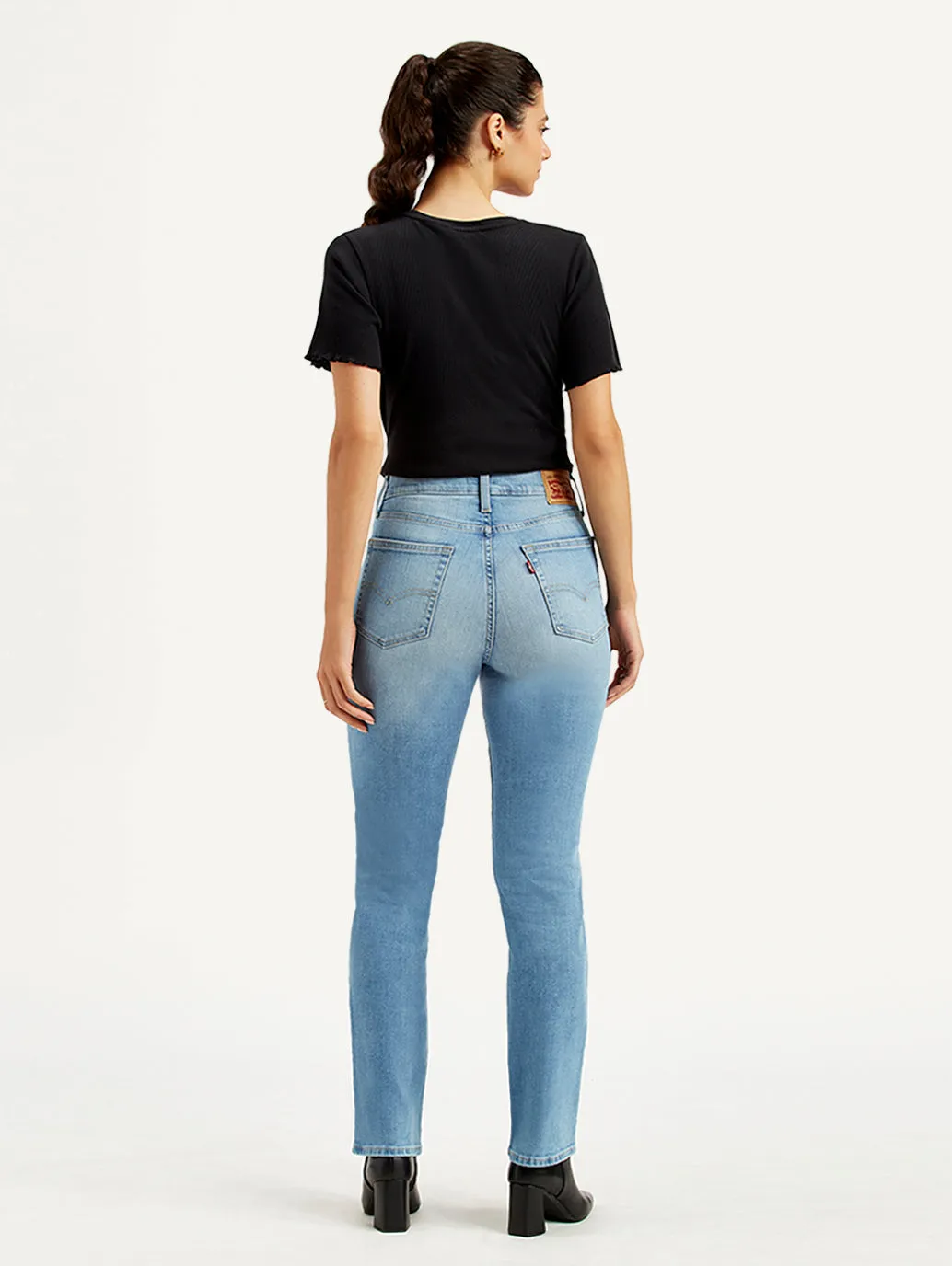 Women's High Rise 724 Slim Straight Fit Blue Jeans