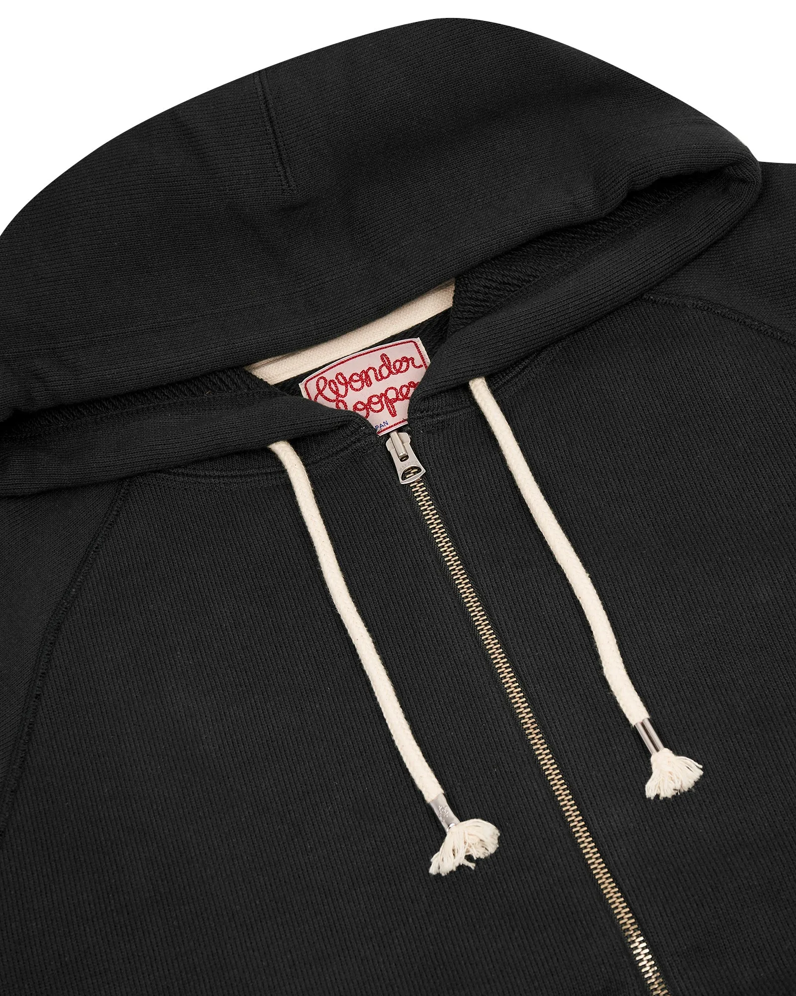 Wonder Looper 876gsm Double Heavyweight French Terry Zip Hoodie - Sumi Black