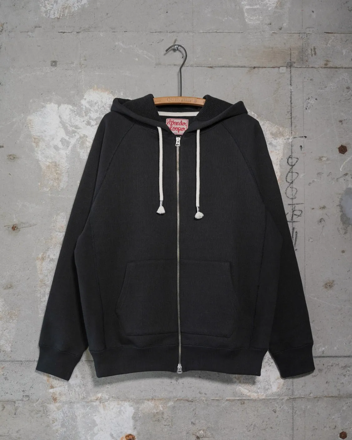 Wonder Looper 876gsm Double Heavyweight French Terry Zip Hoodie - Sumi Black